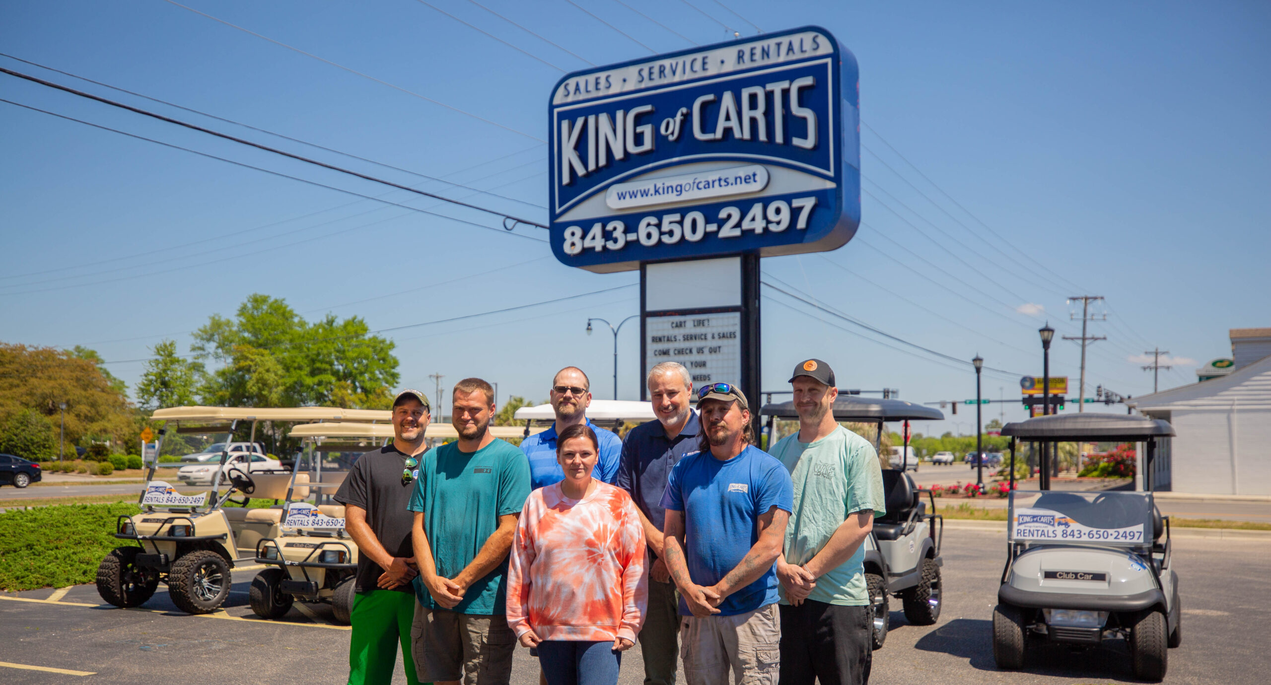 Above, the team at their location in Surfside Beach